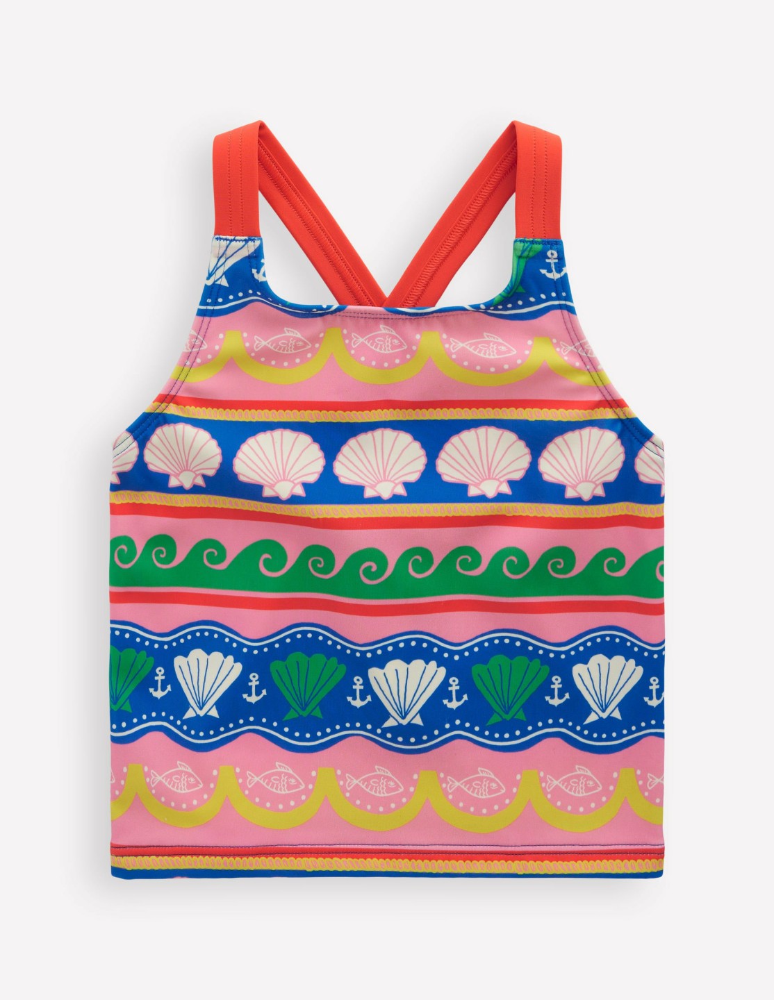 Cross-Back Tankini Top-Multi Sea Shell Stripe / Boden On sale