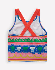 Cross-Back Tankini Top-Multi Sea Shell Stripe / Boden On sale