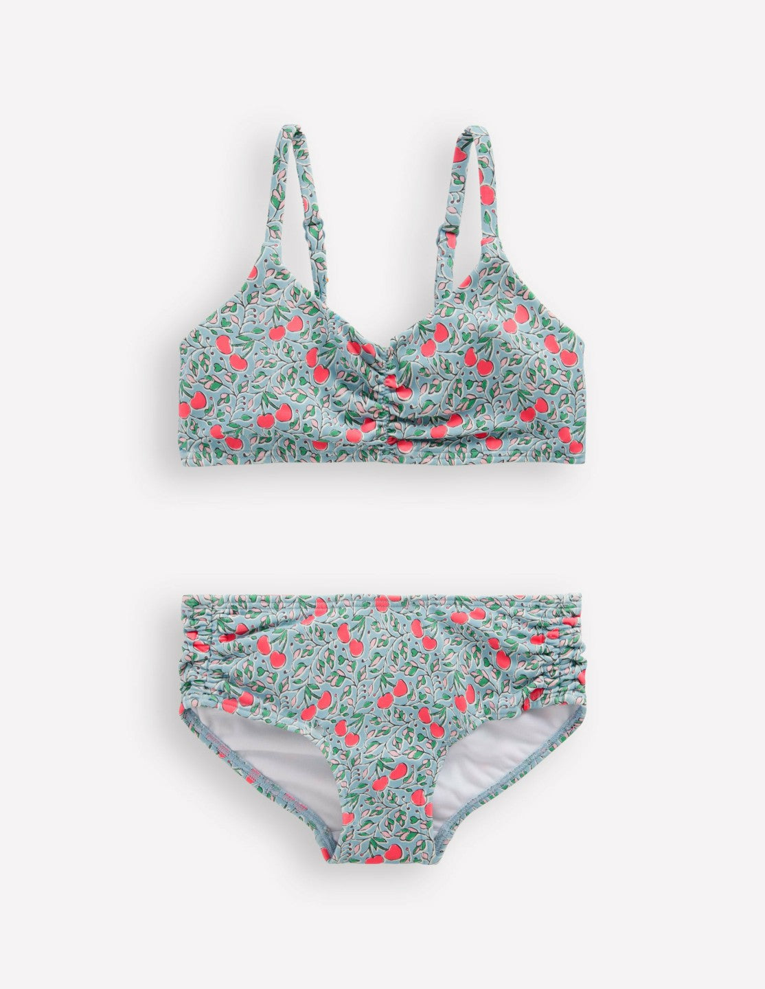 Ruched Bikini-Misty Blue Cherry Vine / Boden