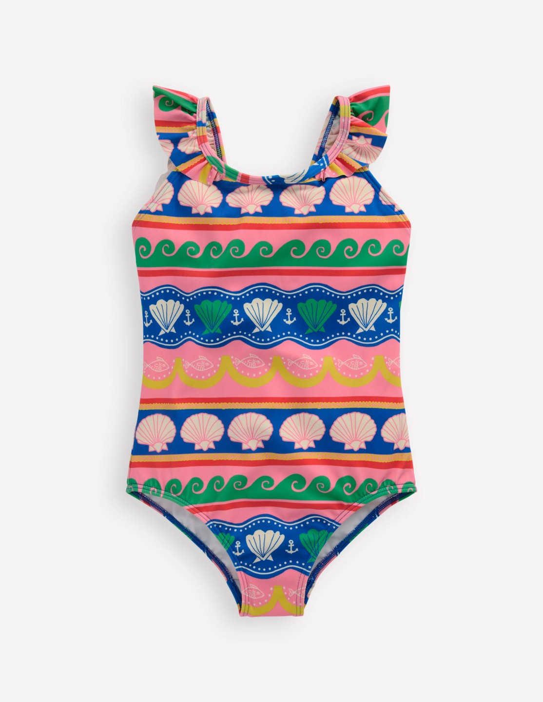 Hallie Frill Strap Swimsuit-Multi Sea Shell Stripe / Boden Sale