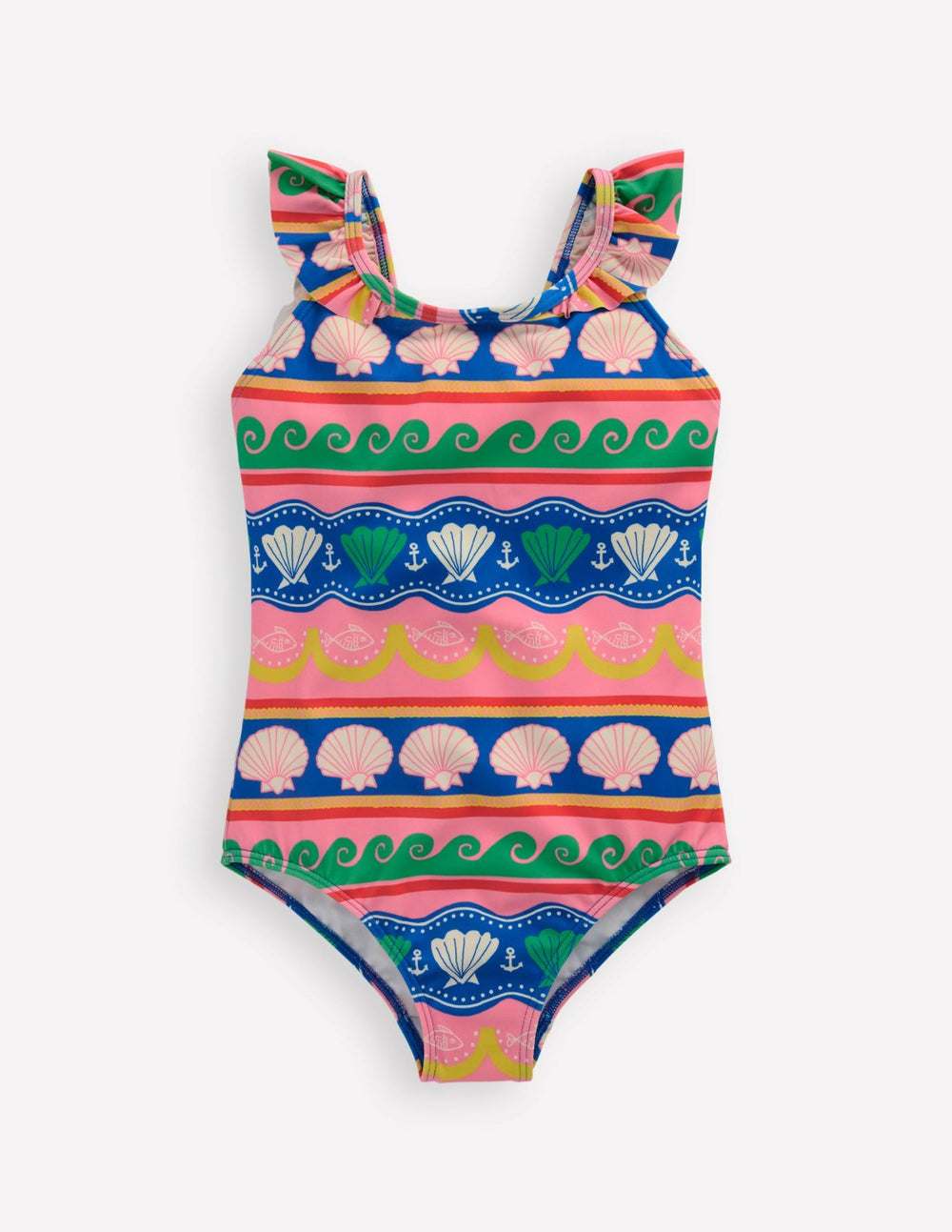Hallie Frill Strap Swimsuit-Multi Sea Shell Stripe / Boden Sale