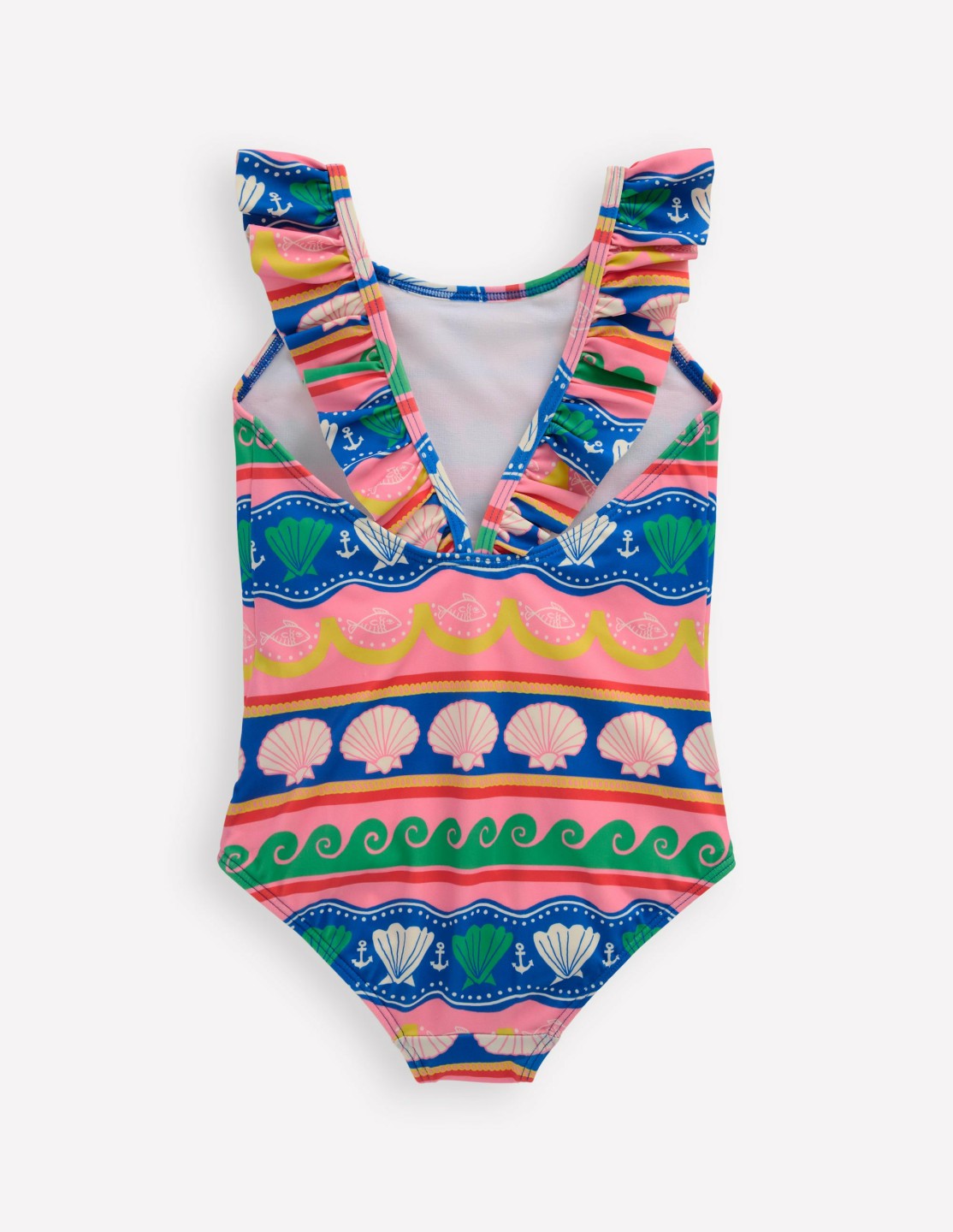 Hallie Frill Strap Swimsuit-Multi Sea Shell Stripe / Boden Sale
