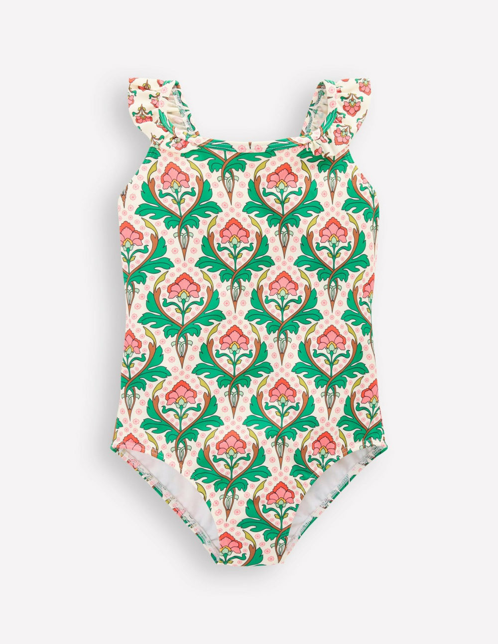 Hallie Frill Strap Swimsuit-Multi Woodblock Floral / Boden Online