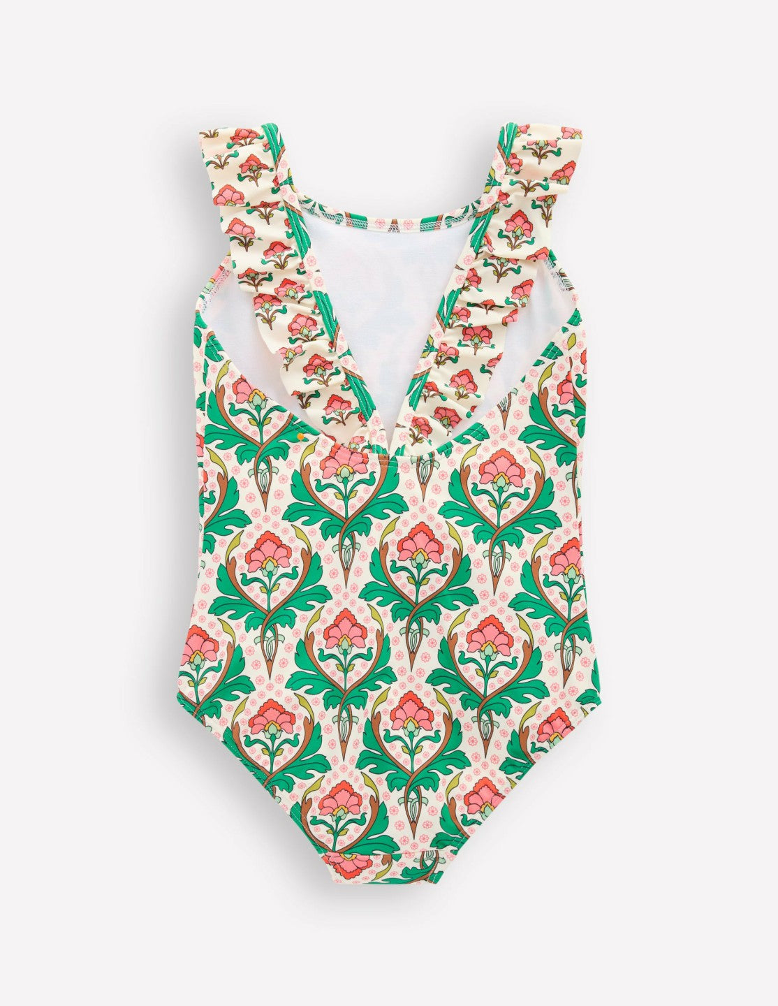 Hallie Frill Strap Swimsuit-Multi Woodblock Floral / Boden Online