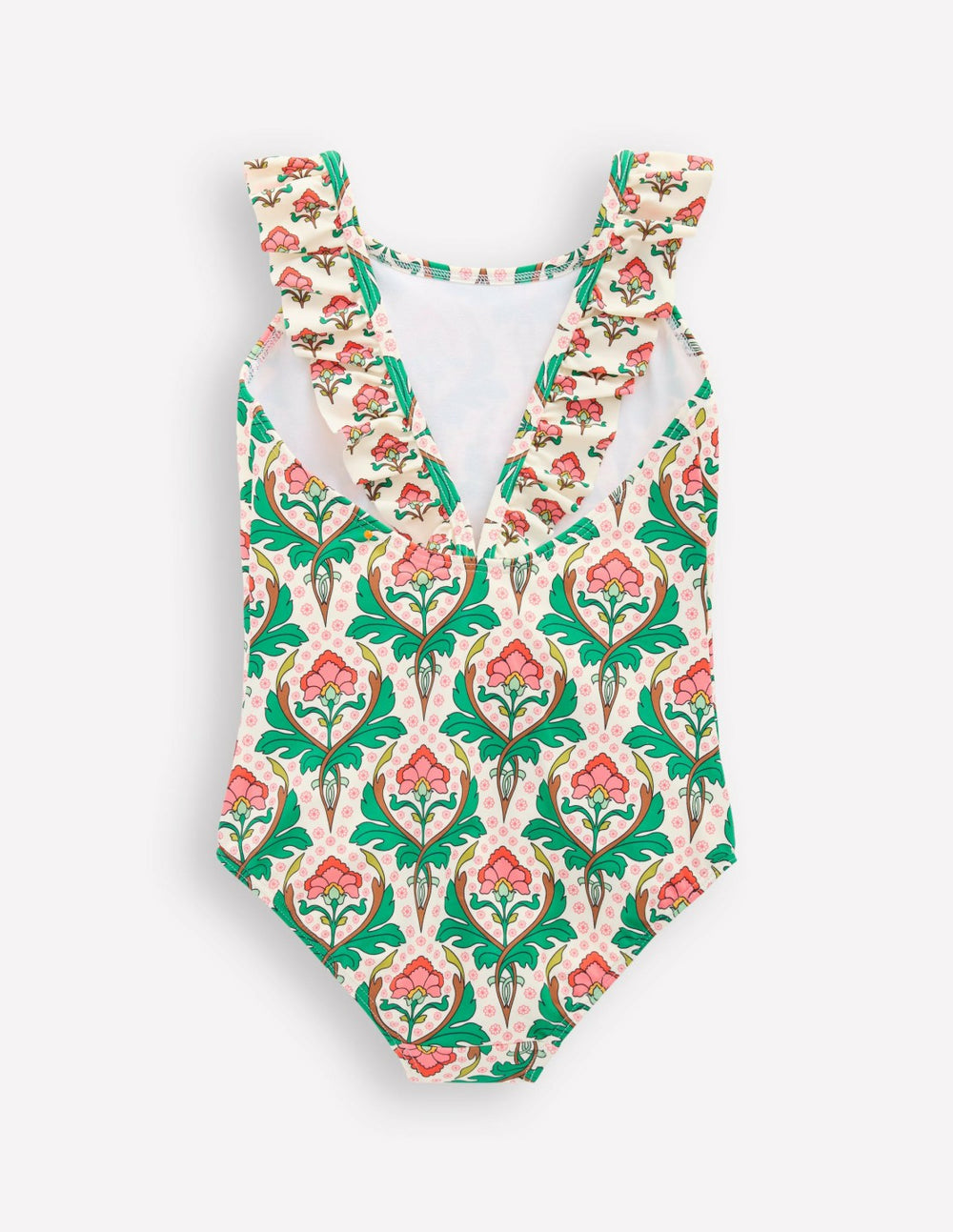 Hallie Frill Strap Swimsuit-Multi Woodblock Floral / Boden Online