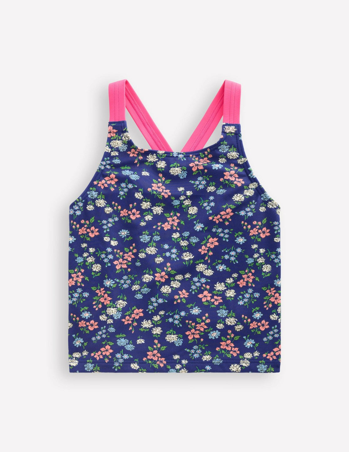 Cross-Back Tankini Top-Sapphire Blue Meadow Floral / Boden Discount