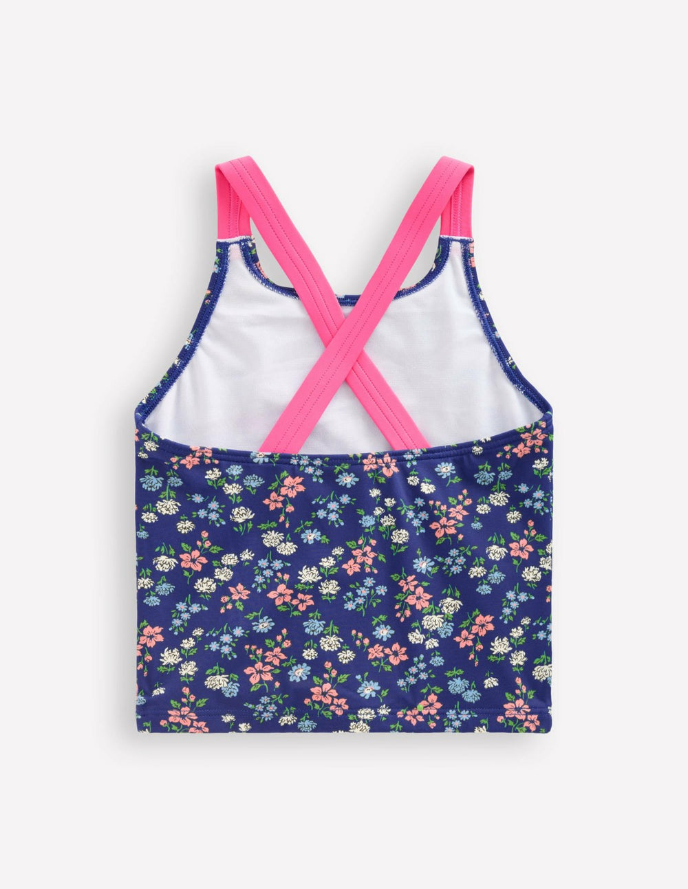 Cross-Back Tankini Top-Sapphire Blue Meadow Floral / Boden Discount