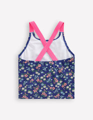 Cross-Back Tankini Top-Sapphire Blue Meadow Floral / Boden Discount