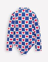 Long-sleeved Swimsuit-Bluejay Heart Stamp / Boden On sale