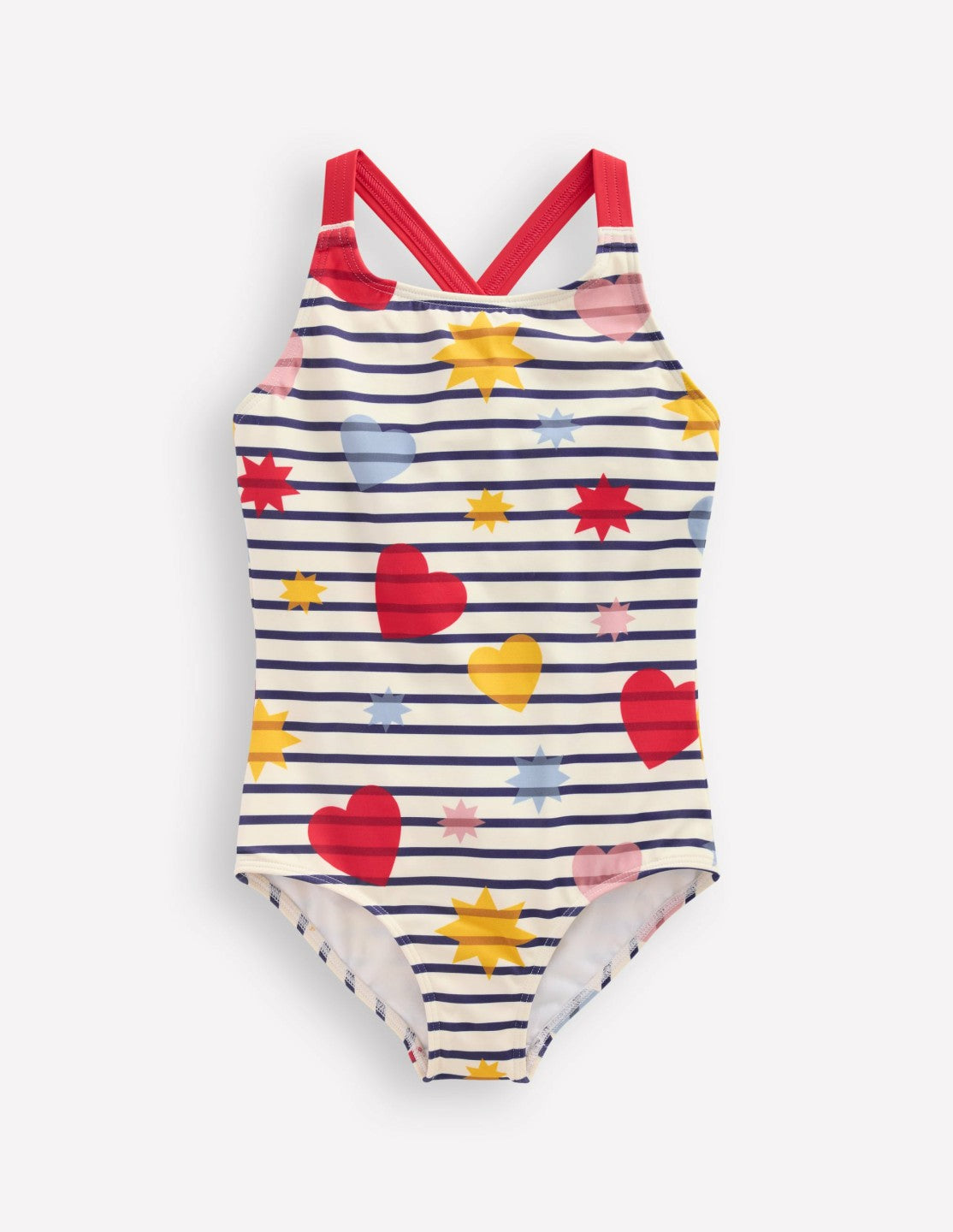Cross-Back Printed Swimsuit-Multi Celestial Stripe / Boden us
