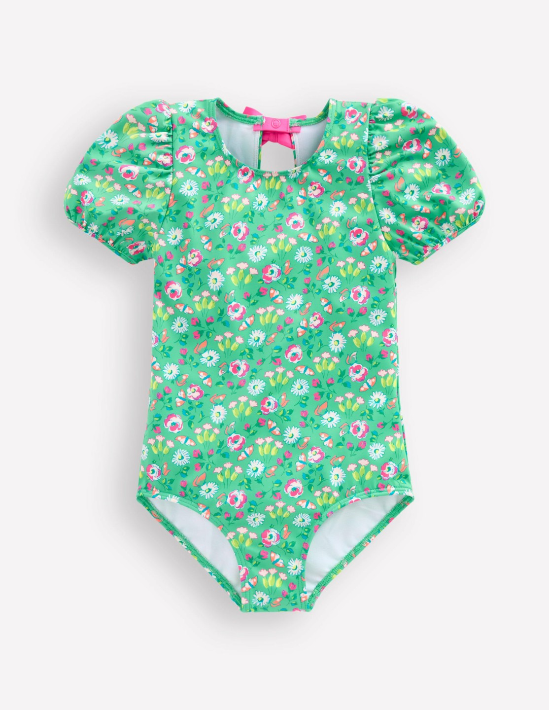 Puff Sleeve Swimsuit-Aquamarine Butterfly Floral / Boden Sale