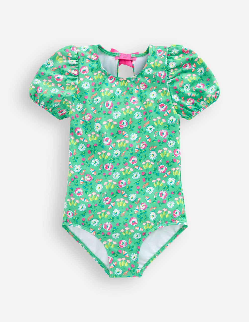 Puff Sleeve Swimsuit-Aquamarine Butterfly Floral / Boden Sale