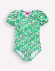 Puff Sleeve Swimsuit-Aquamarine Butterfly Floral / Boden Sale