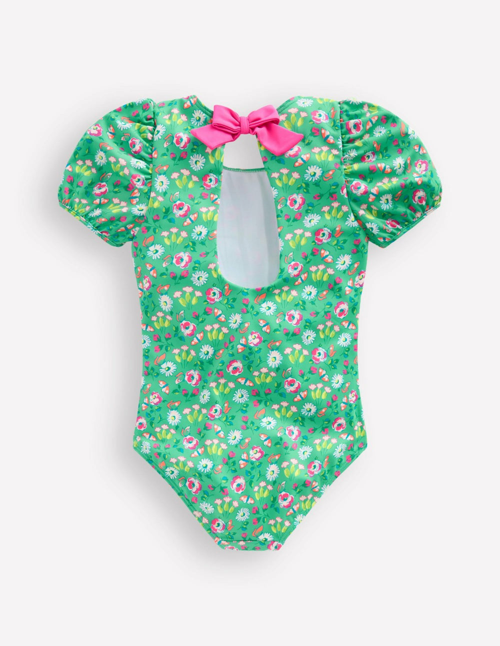 Puff Sleeve Swimsuit-Aquamarine Butterfly Floral / Boden Sale