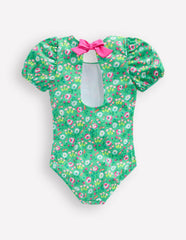 Puff Sleeve Swimsuit-Aquamarine Butterfly Floral / Boden Sale
