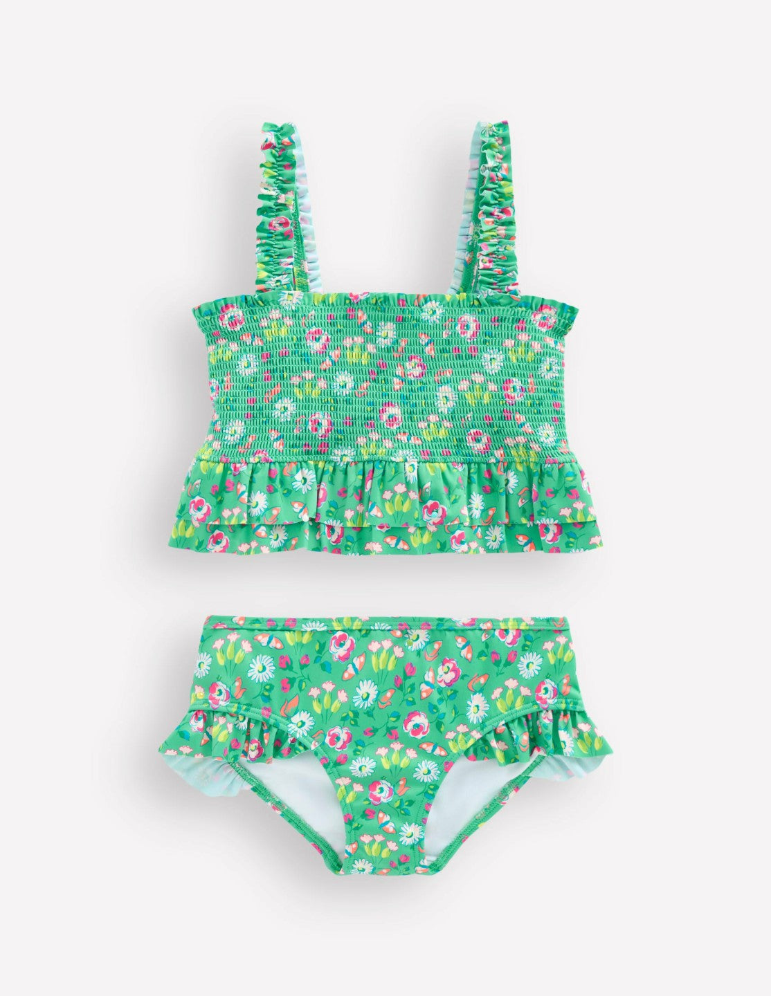 Peplum Smocked Bikini-Aquamarine Butterfly Floral / Boden Online