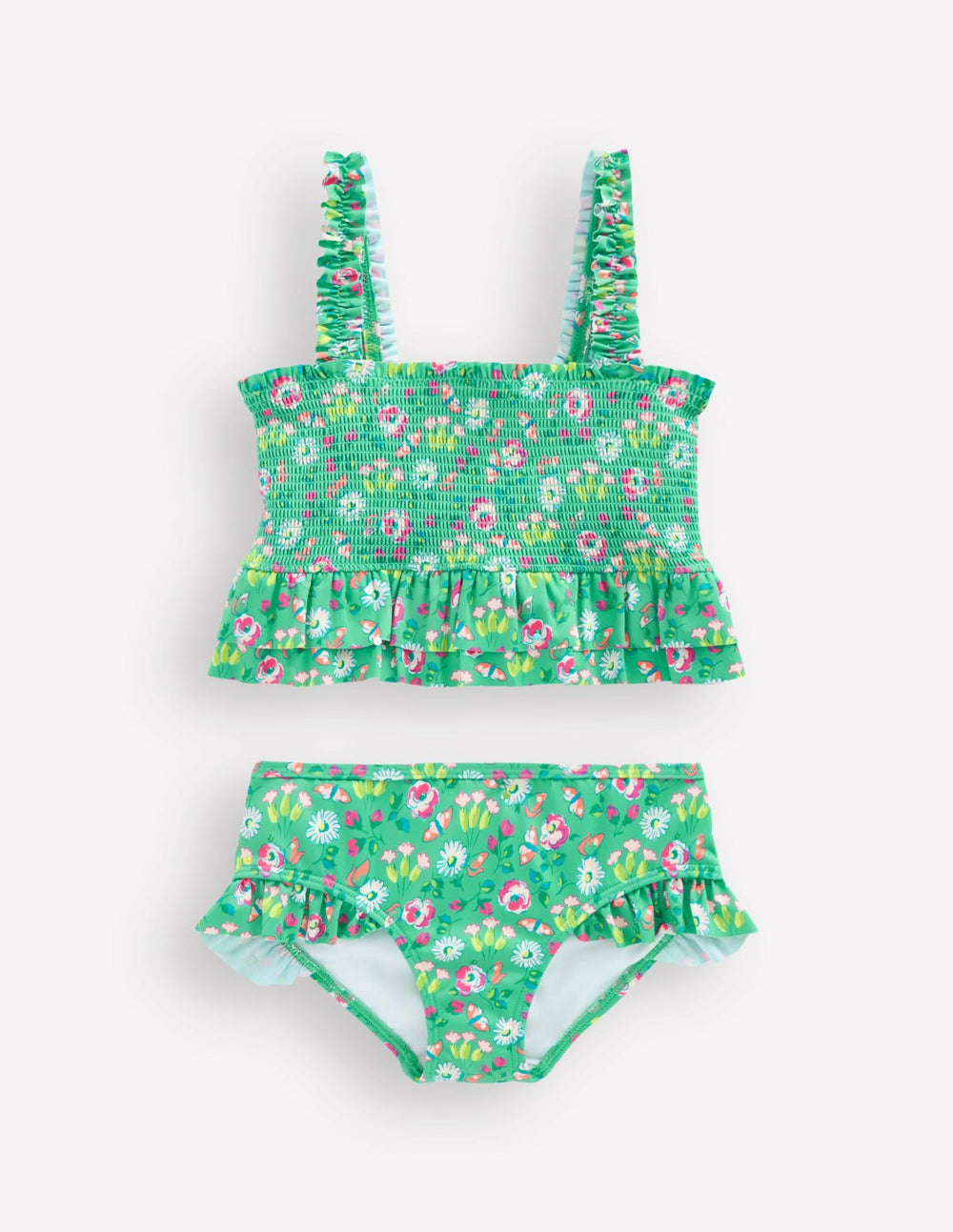 Peplum Smocked Bikini-Aquamarine Butterfly Floral / Boden Online