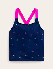Cross-Back Tankini Top-Rainbow Foil Confetti Spot / Boden Discount