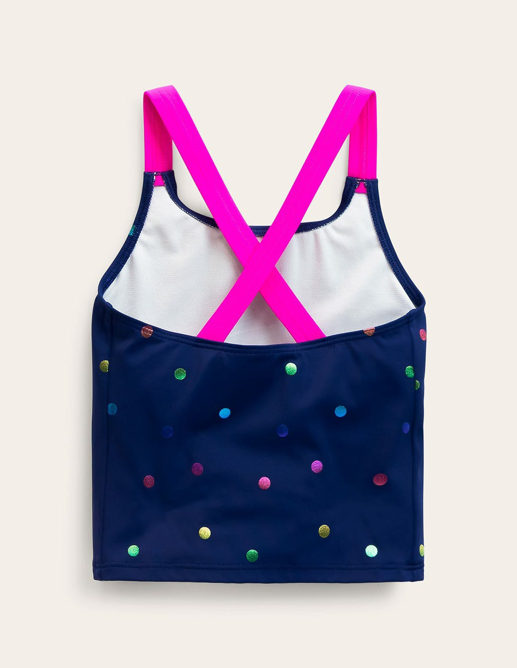 Cross-Back Tankini Top-Rainbow Foil Confetti Spot / Boden Discount