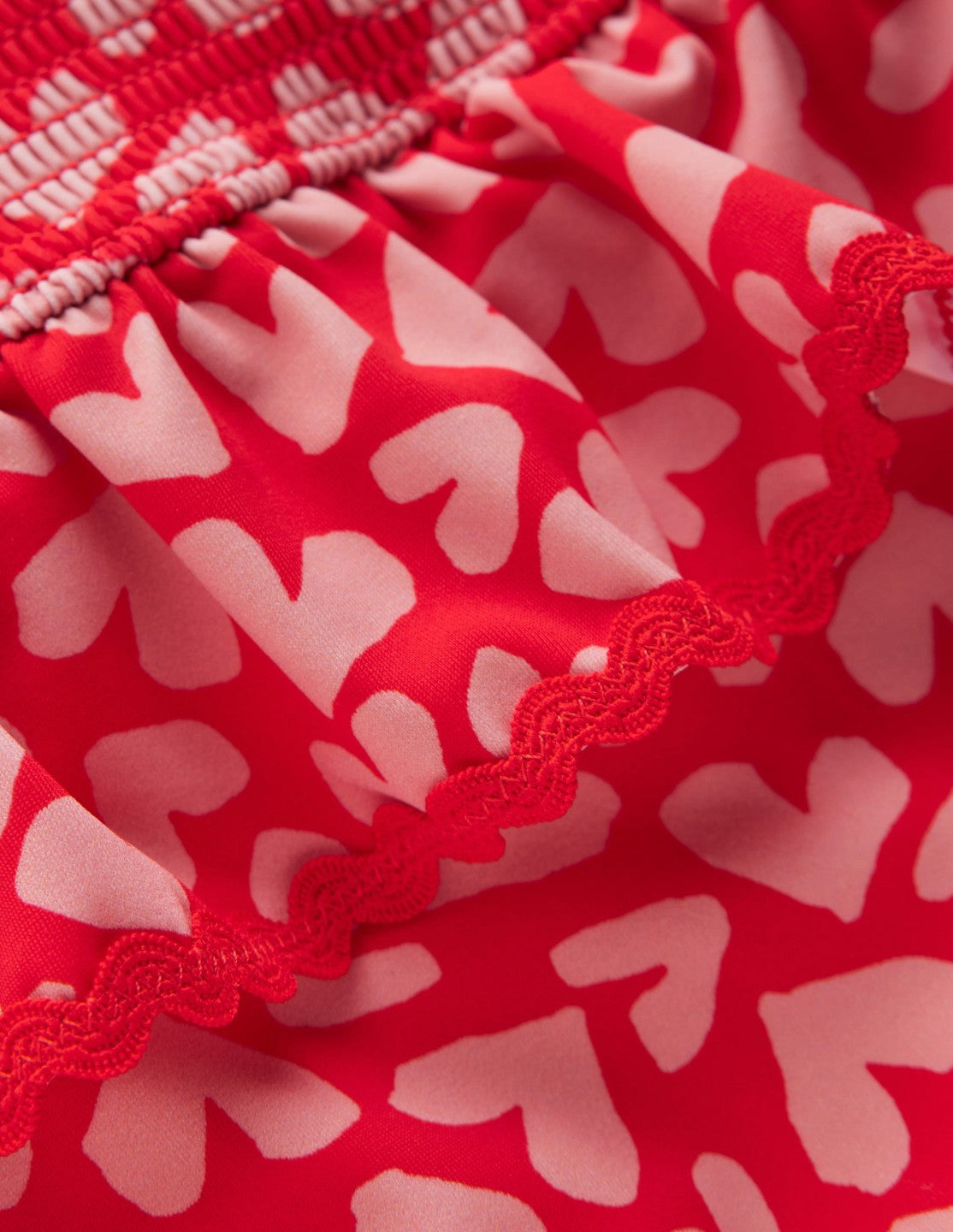Peplum Smocked Swimsuit-Rockabilly Red Collage Hearts / Boden Online