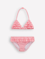 Frill Bikini-Salmon Pink Stripe / Boden Outlet