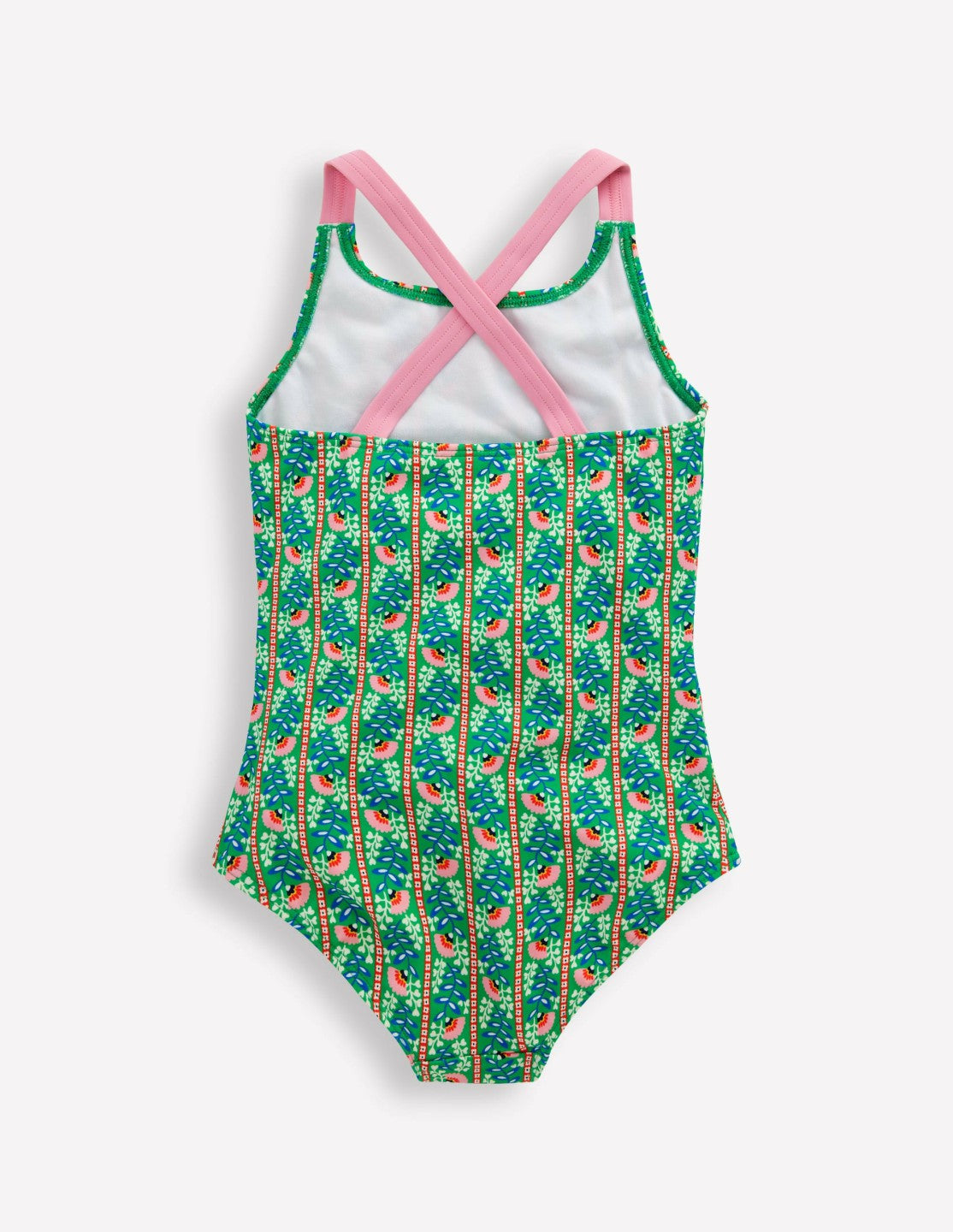 Cross-Back Printed Swimsuit-Green Floral Vine / Boden On sale