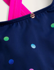 Cross-back Bikini Top-Rainbow Foil Confetti Spot / Boden