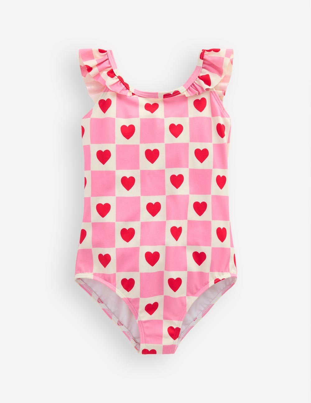 Hallie Frill Strap Swimsuit-Bubblegum Pink Heart Stamp / Boden Outlet