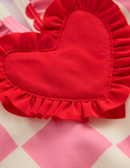 Hallie Frill Strap Swimsuit-Bubblegum Pink Heart Stamp / Boden Outlet