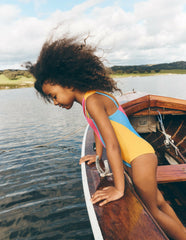 One Shoulder Ray Swimsuit-Rainbow / Boden On sale