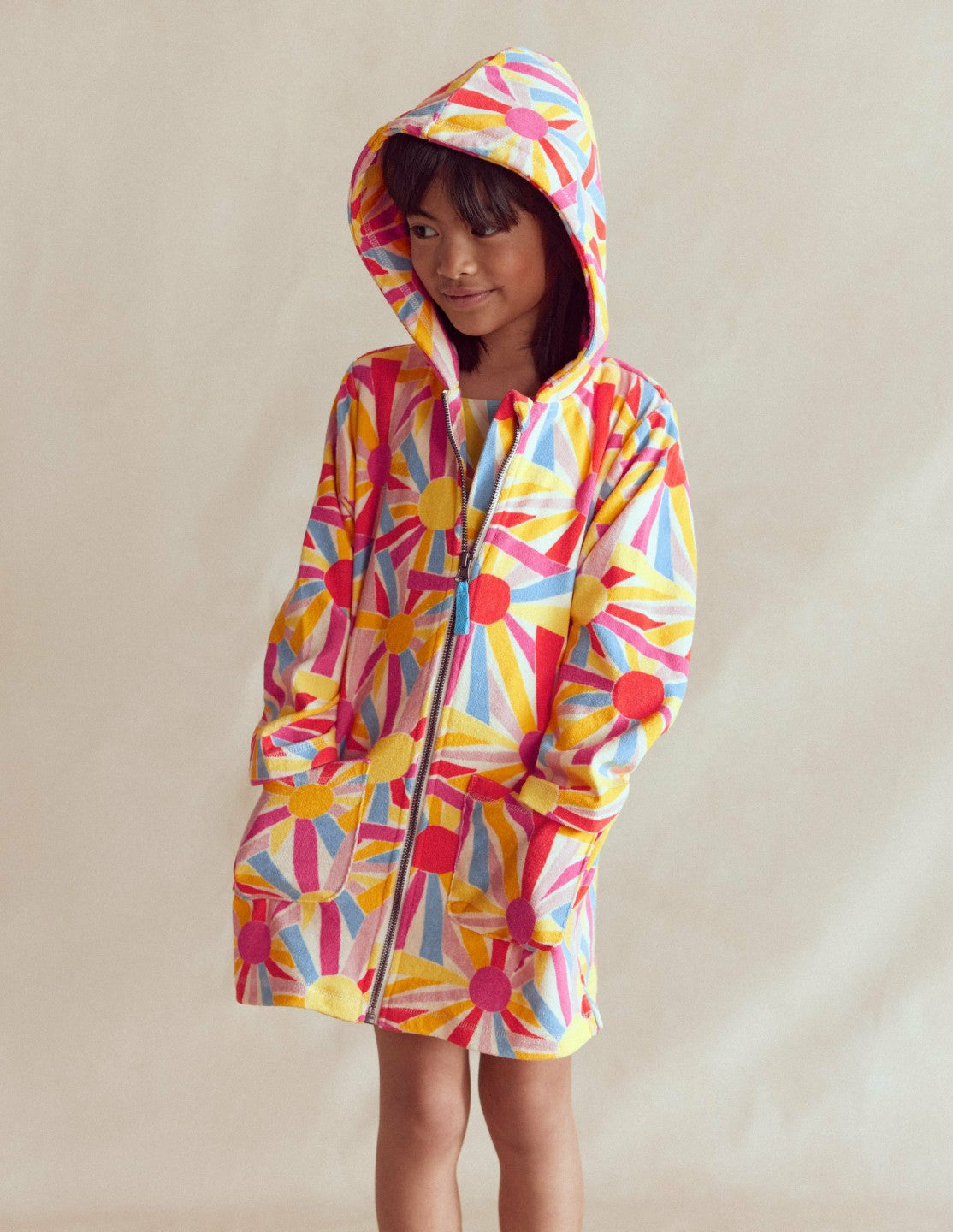 Romie Towelling Zip Throw-On-Ivory Sunburst / Boden Sale
