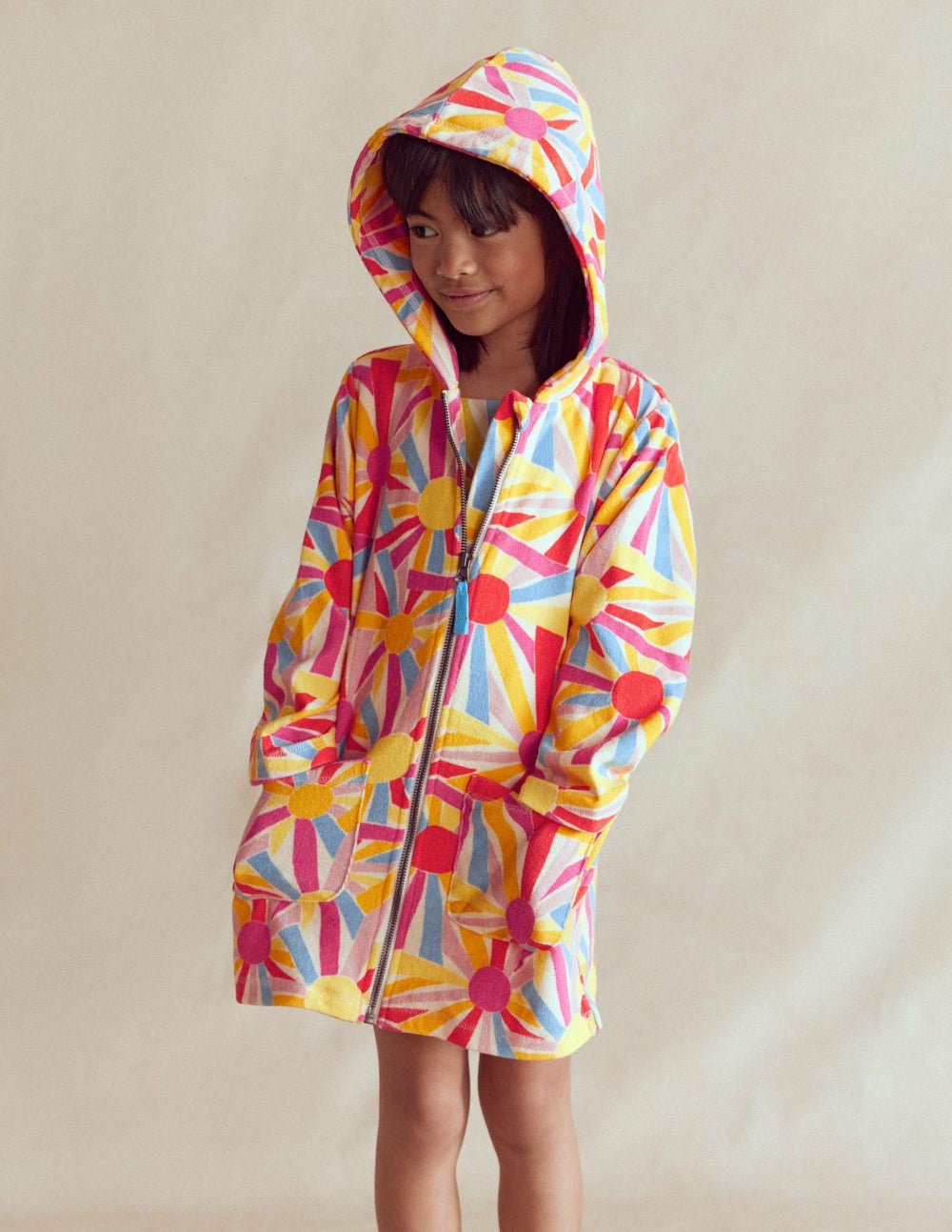 Romie Towelling Zip Throw-On-Ivory Sunburst / Boden Sale