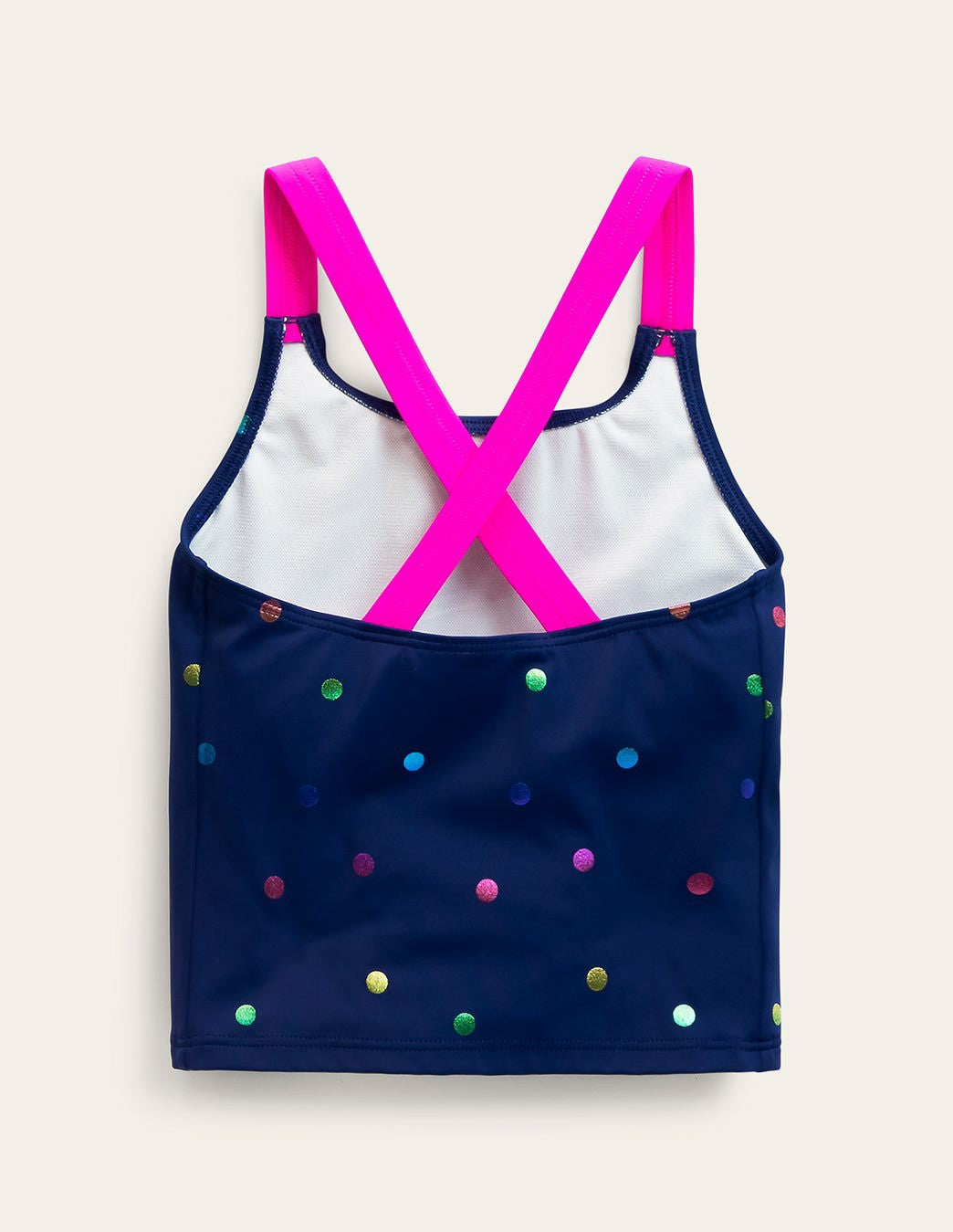 Cross-back Tankini Top-Navy Rainbow Confetti Spot / Boden Discount