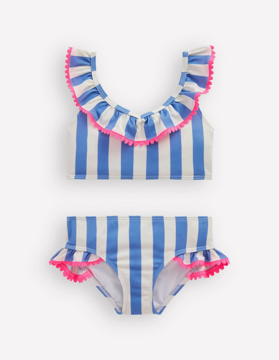 Frill V-neck Bikini Set-Denim Blue Stripe / Boden Sale