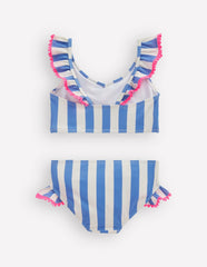 Frill V-neck Bikini Set-Denim Blue Stripe / Boden Sale
