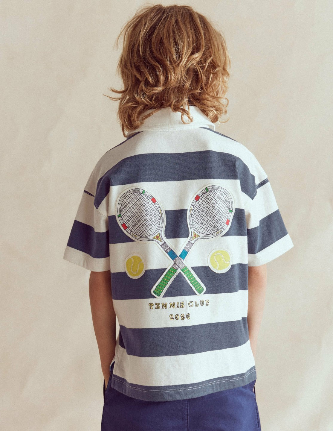 Relaxed Appliqué Polo Shirt-Robot Blue Tennis / Boden Outlet