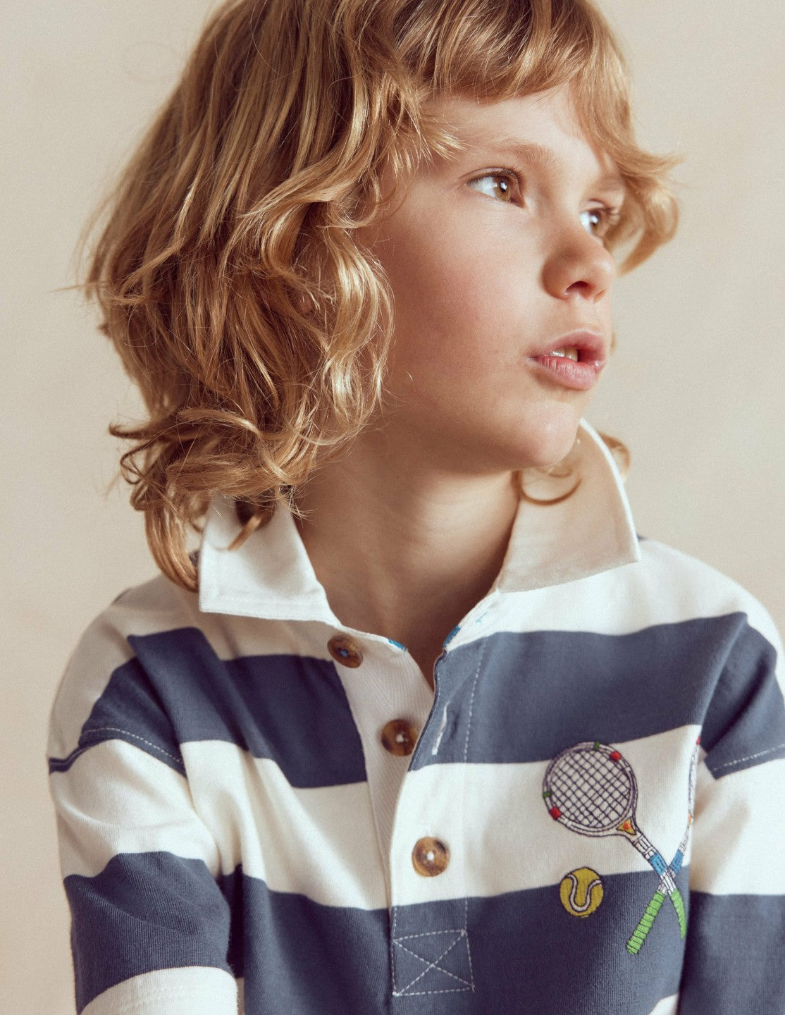 Relaxed Appliqué Polo Shirt-Robot Blue Tennis / Boden Outlet