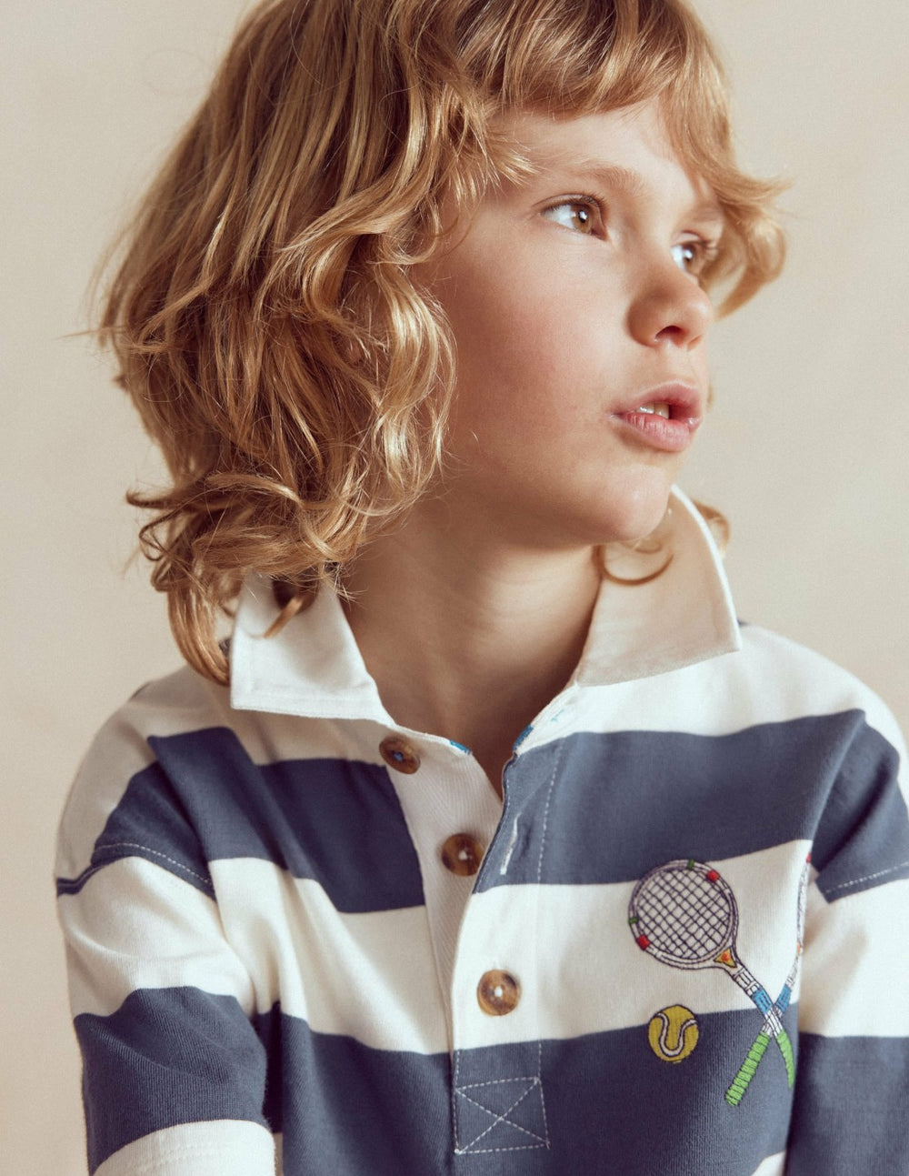 Relaxed Appliqué Polo Shirt-Robot Blue Tennis / Boden Outlet