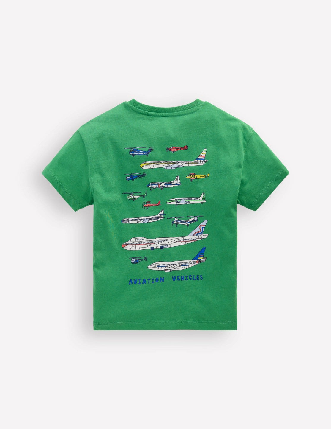 Front & Back Graphic T-shirt-Bright Green Aviation Vehicles / Boden Discount