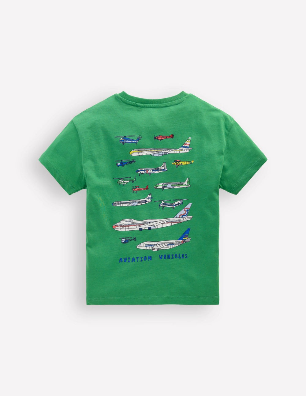 Front & Back Graphic T-shirt-Bright Green Aviation Vehicles / Boden Discount