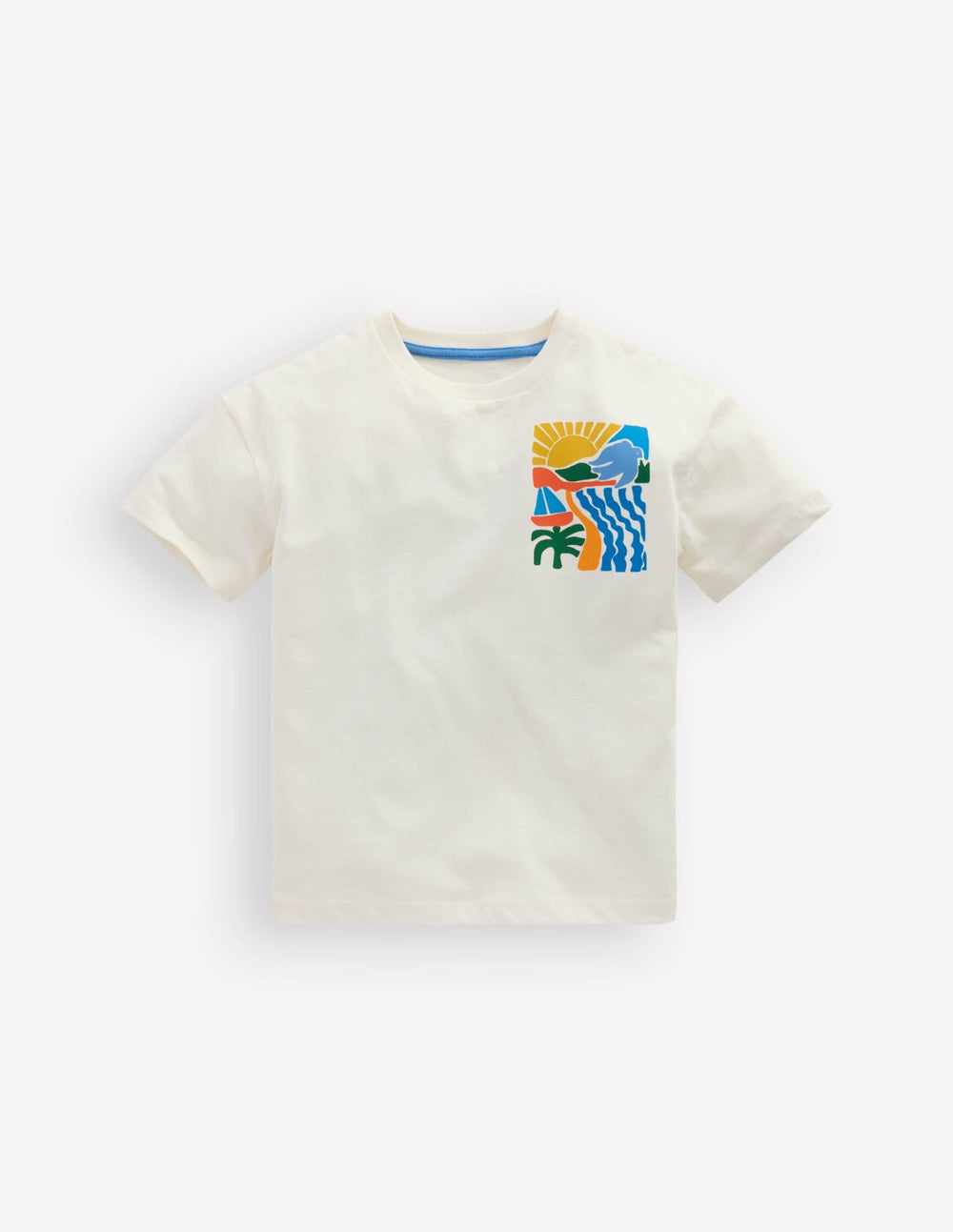 Front & Back Graphic T-shirt-Soft Ivory Sun Scape / Boden On sale