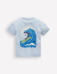 Front & Back Graphic T-shirt-Niagra Mist Surfing Shark / Boden