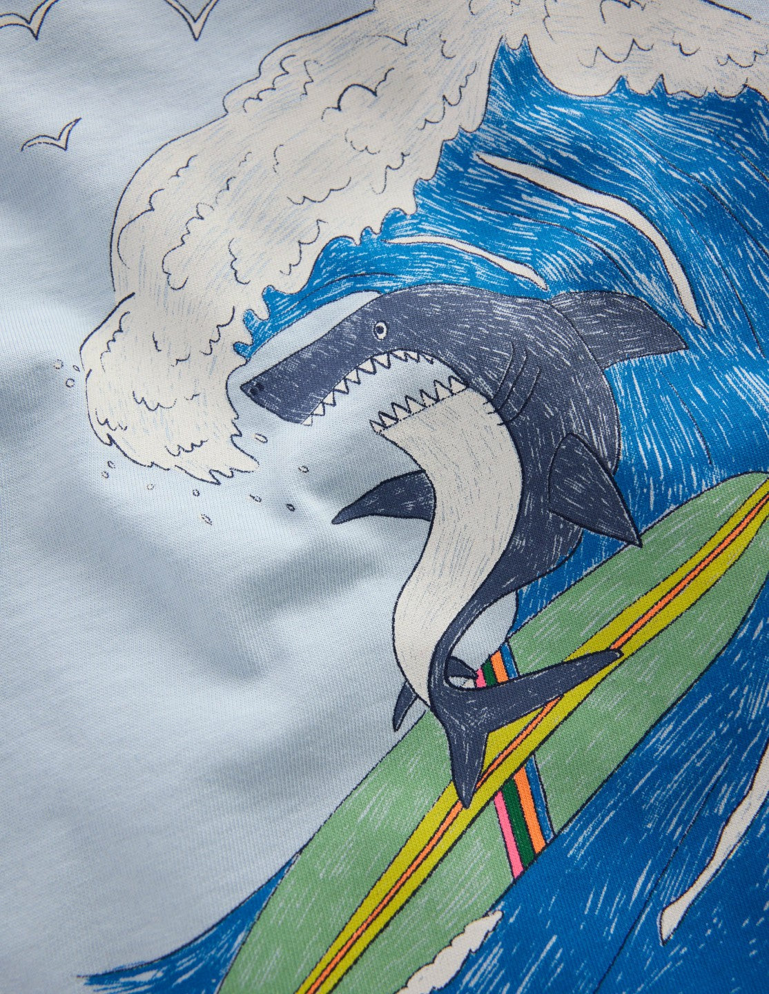 Front & Back Graphic T-shirt-Niagra Mist Surfing Shark / Boden