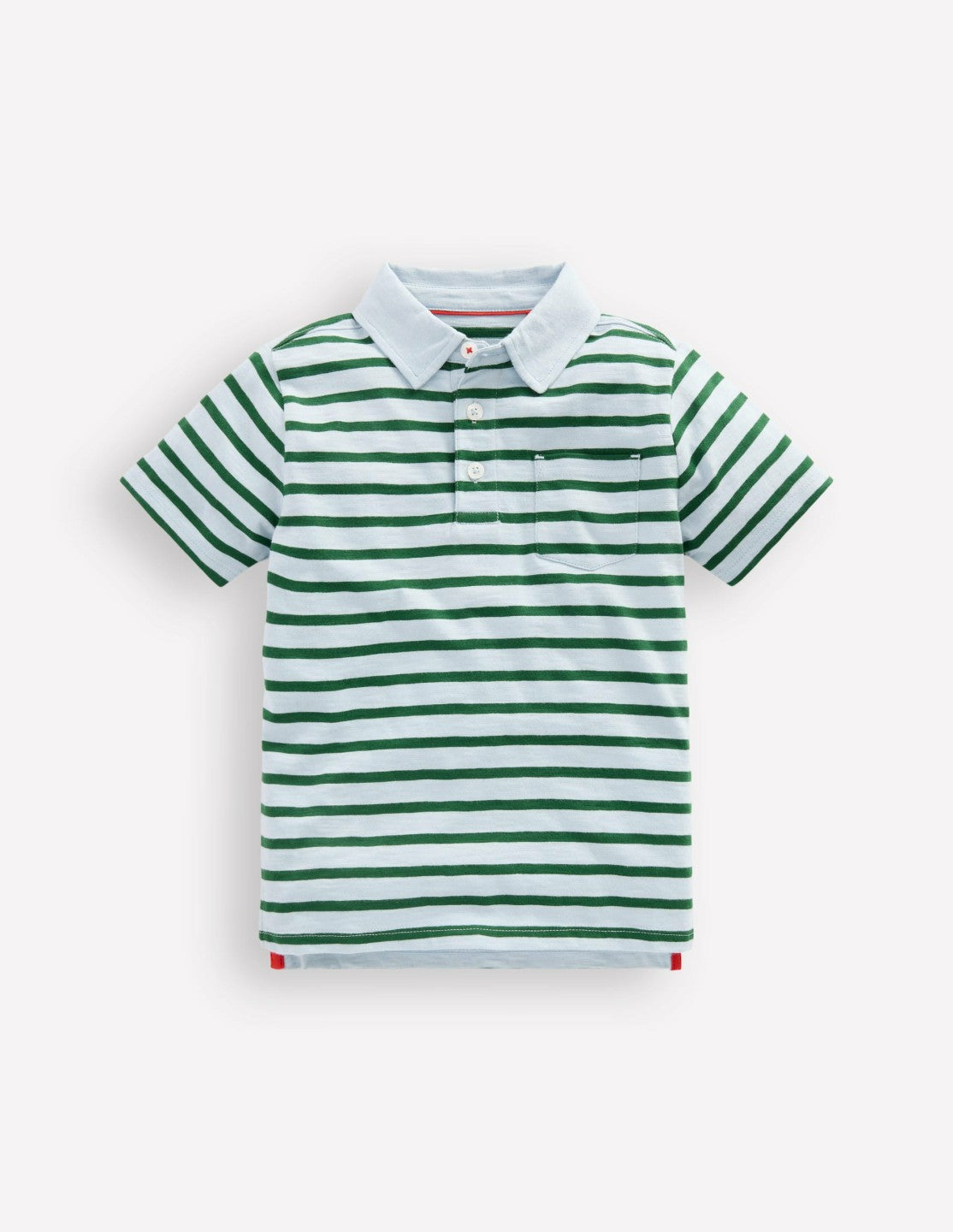 Slub Polo Shirt-Misty Blue/ Pine Green / Boden Discount