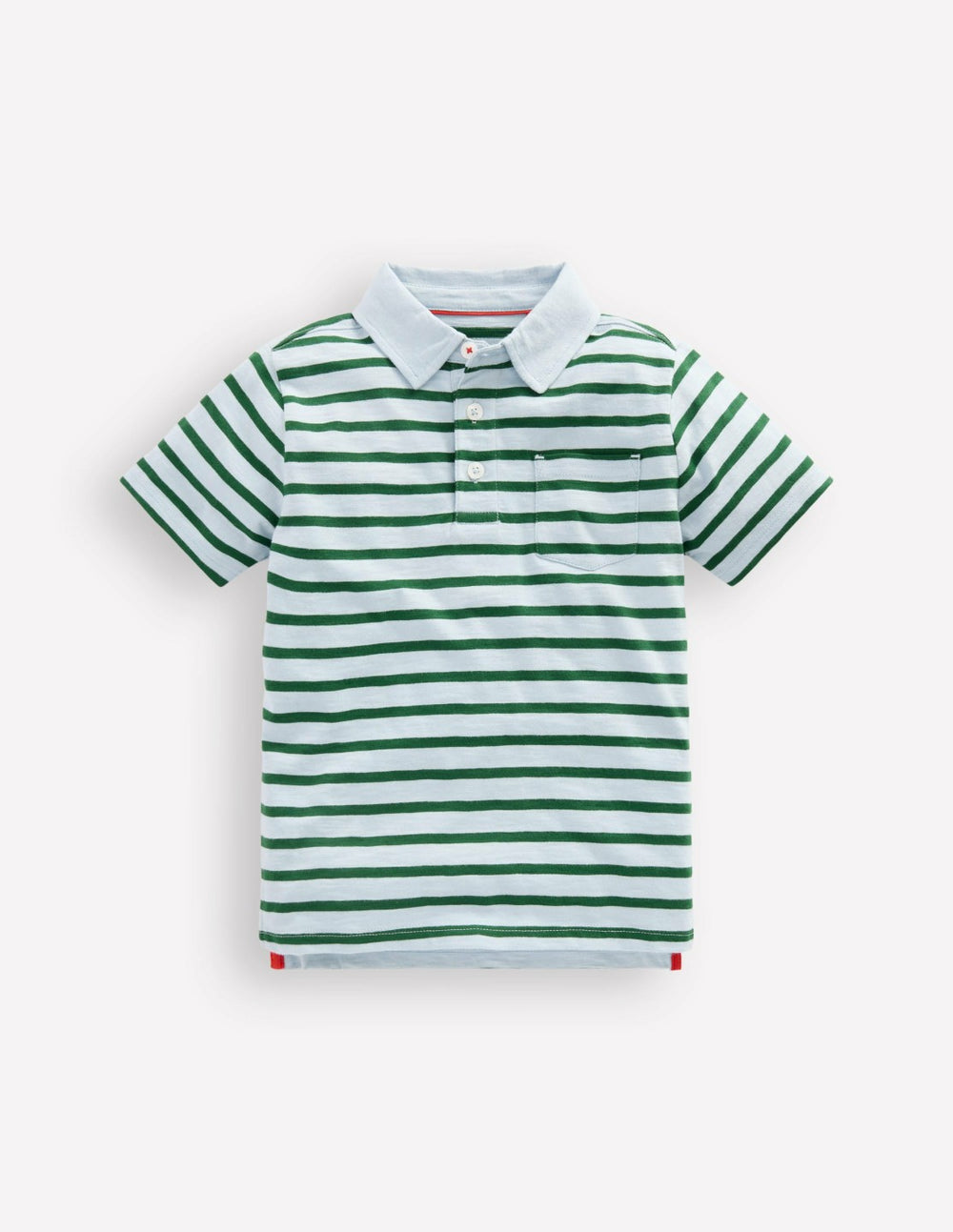 Slub Polo Shirt-Misty Blue/ Pine Green / Boden Discount