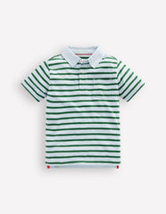 Slub Polo Shirt-Misty Blue/ Pine Green / Boden Discount