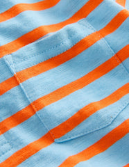 Slub Polo Shirt-Glacier Blue/ Firecracker Red / Boden