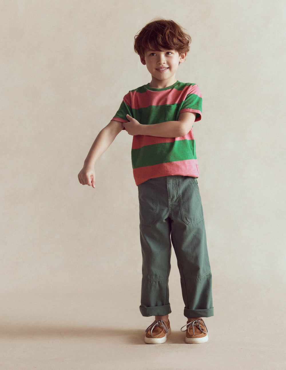 Everyday Short Sleeve T-Shirt-Shamrock Green/Chintz Pink / Boden Outlet