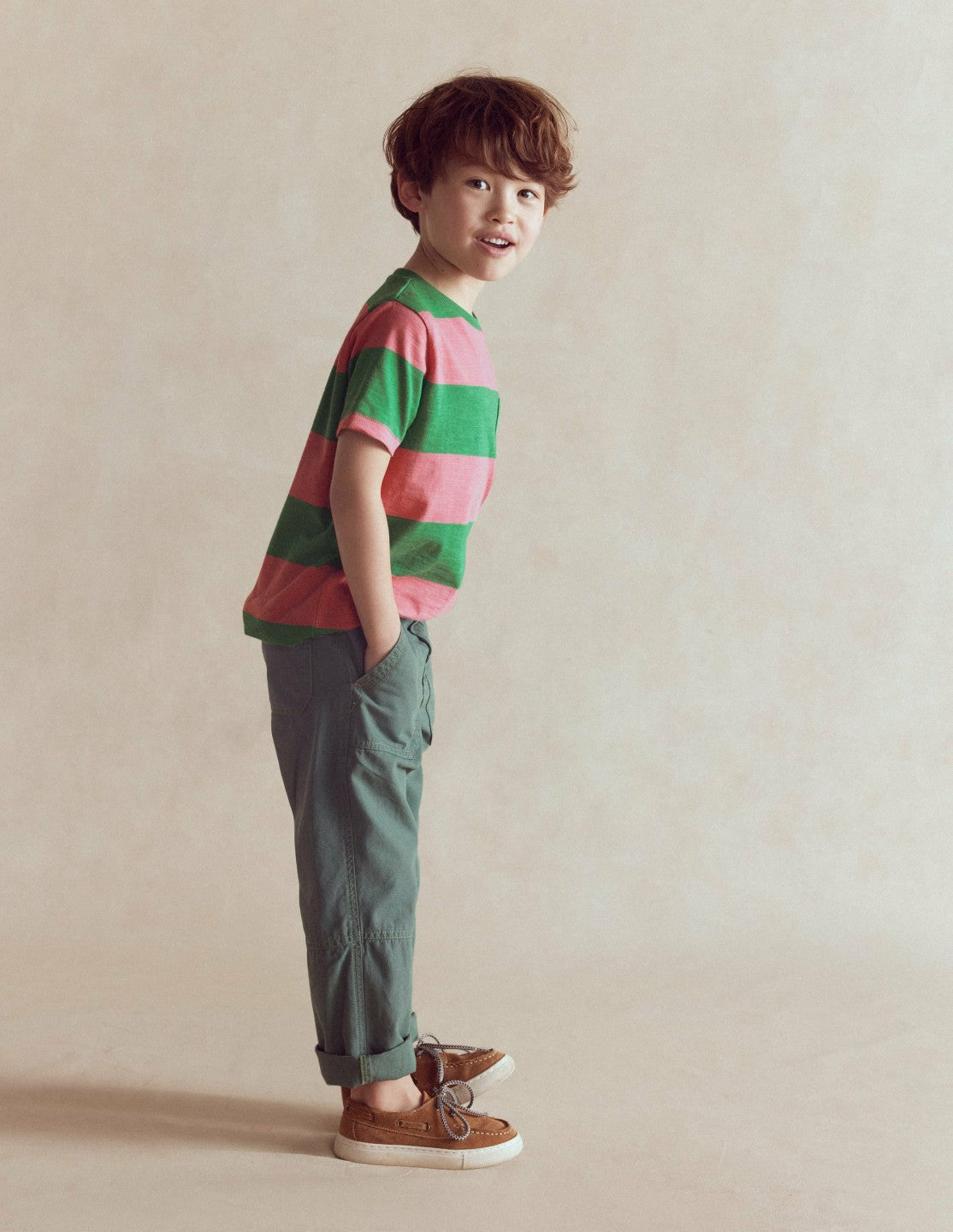 Everyday Short Sleeve T-Shirt-Shamrock Green/Chintz Pink / Boden Outlet