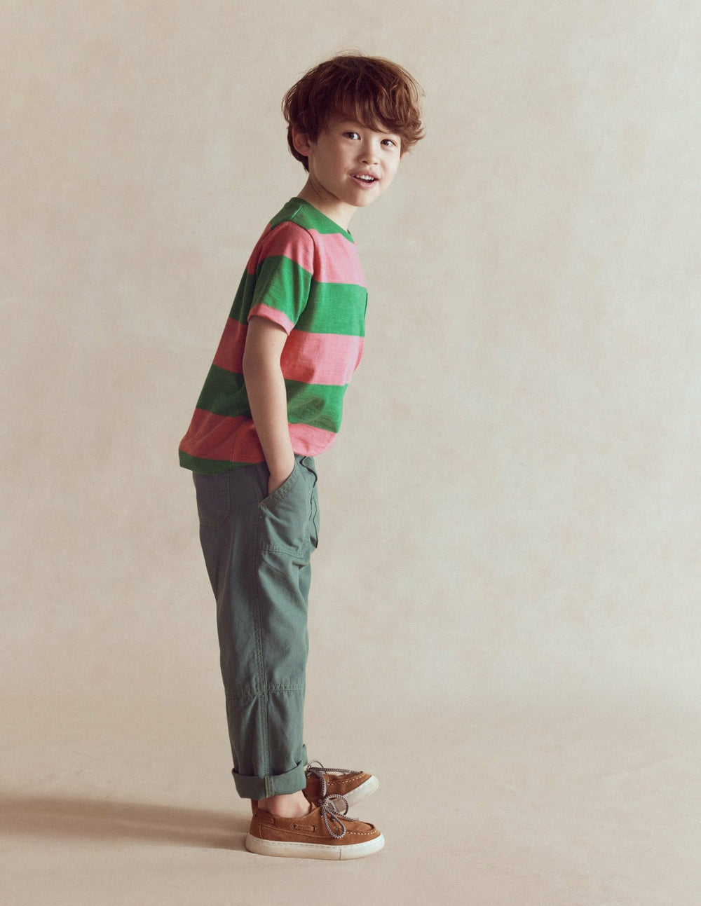 Everyday Short Sleeve T-Shirt-Shamrock Green/Chintz Pink / Boden Outlet